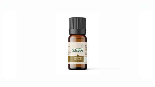 Dr. Schrock's Pure Frankincense Essential Oil bottle — pure 1oz frankincense essential oil on clean studio background, doctor-formulated essential oil