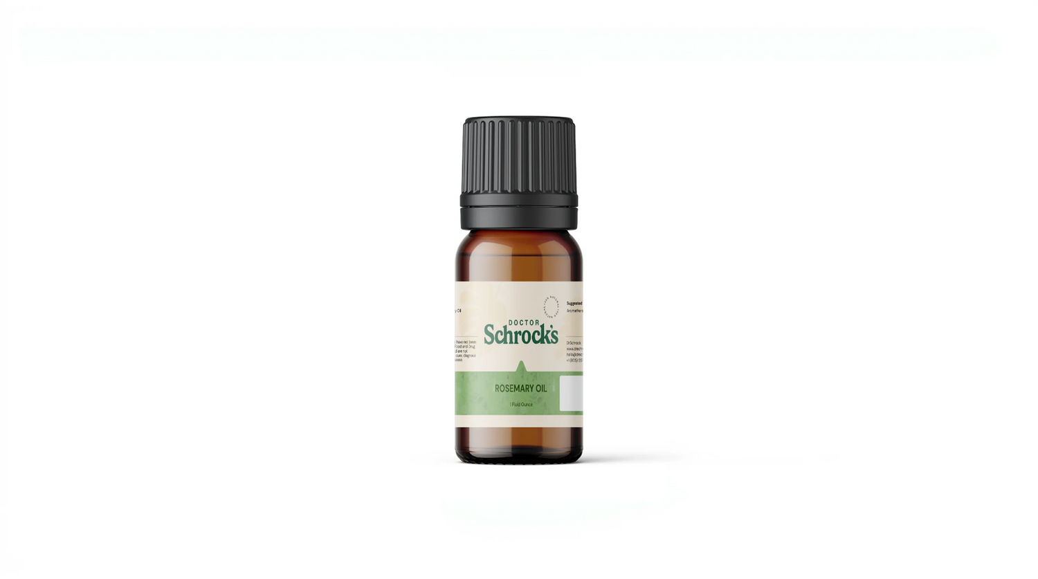 Dr. Schrock's Pure Rosemary Essential Oil bottle — pure 1oz rosemary essential oil on clean studio background, doctor-formulated essential oil